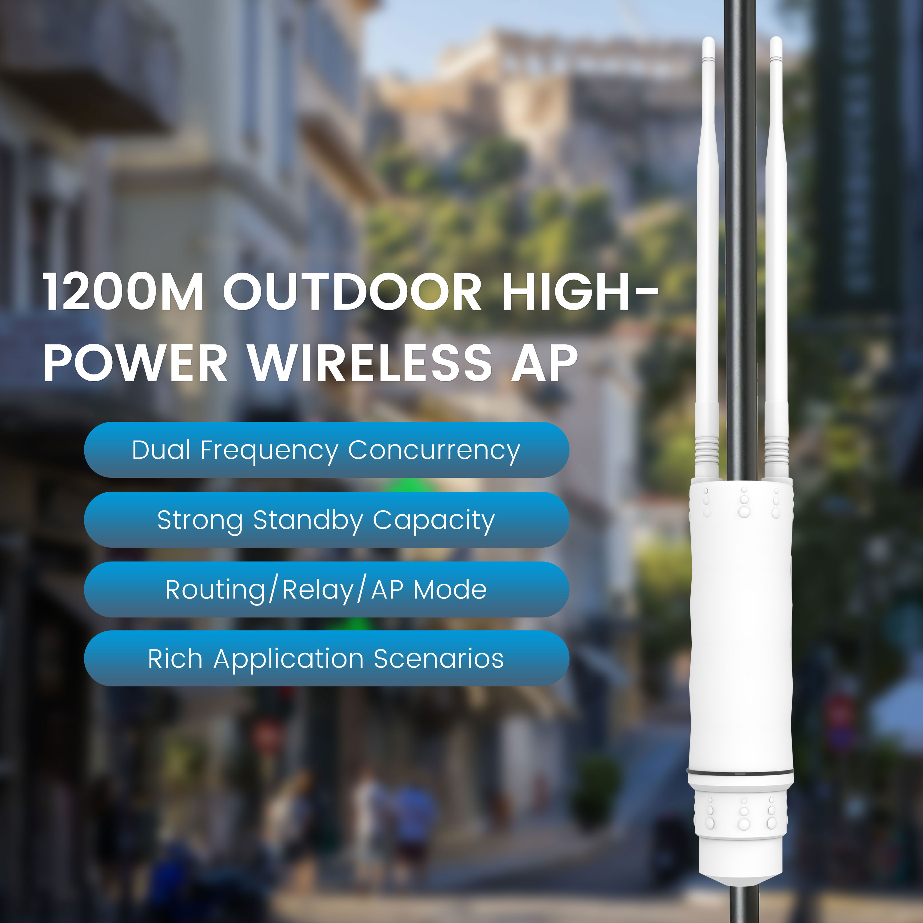 300 Meters IP67 Waterproof 1200M Dual Band Wireless AP