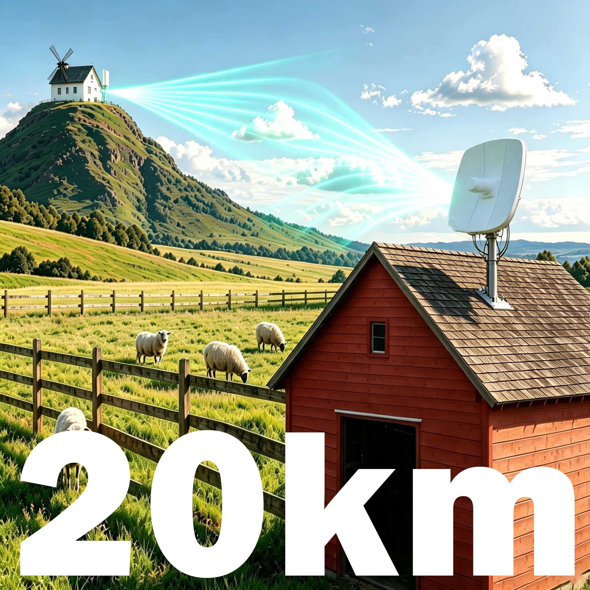 20KM 5.8G 900M High-Power Long-Distance Sector Digital Wireless Bridge